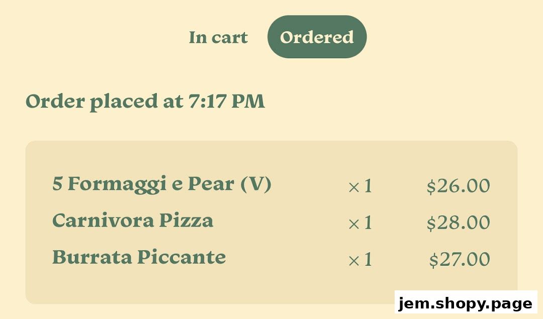 Order details showing pizzas and prices from Casa Vostra.