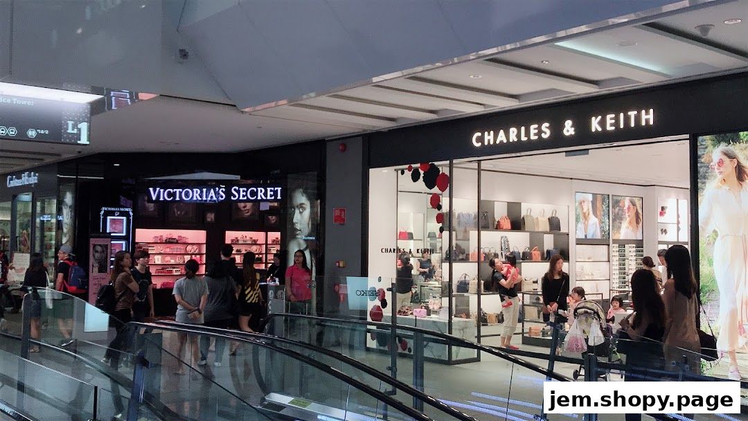 The CHARLES & KEITH store entrance with bags and accessories displayed inside.