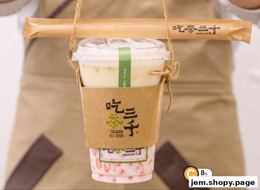 A person holds two drinks from CHICHA San Chen, one with a creamy topping and another with fruit pieces.