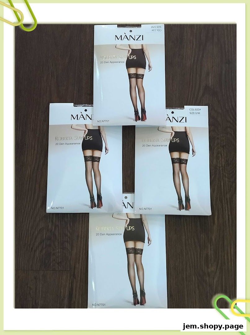 Several packages of Manzi Roberta Stay Ups stockings are displayed.