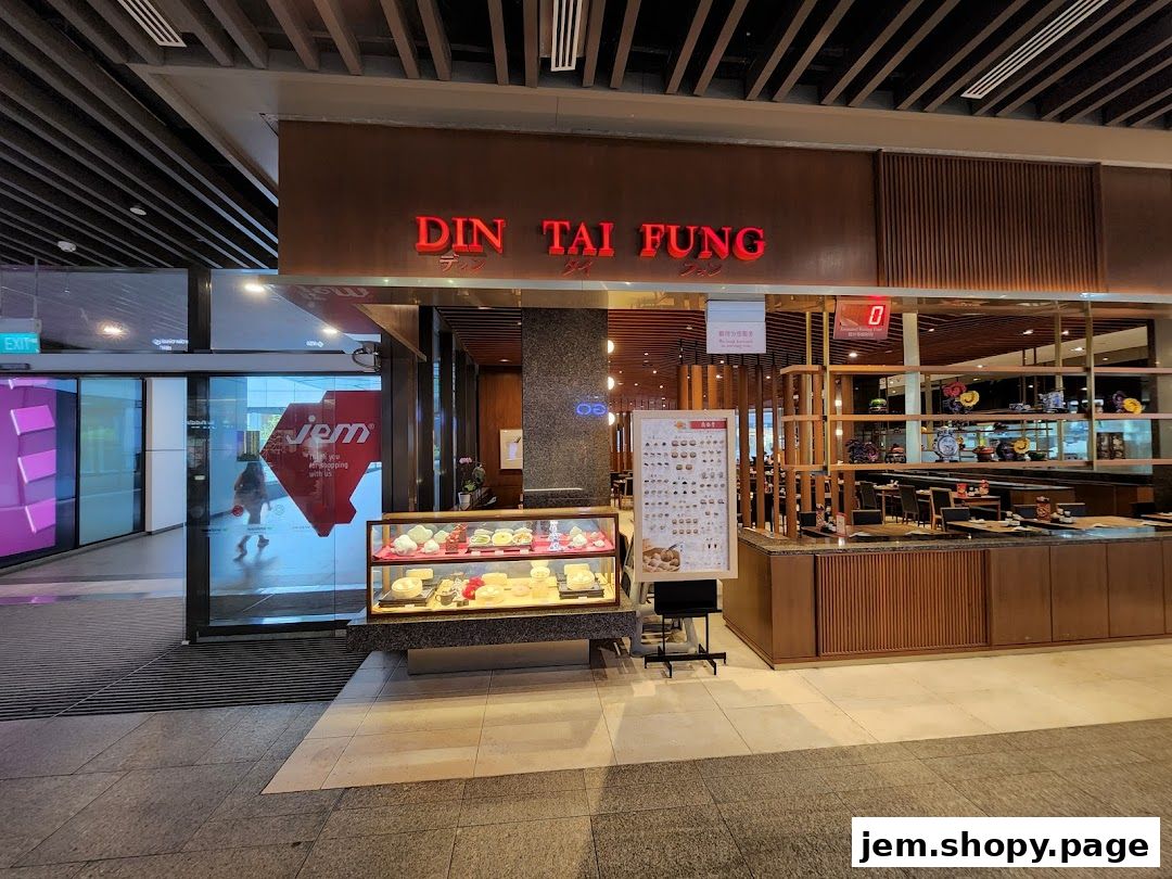 The exterior of Din Tai Fung restaurant at Jem mall, showcasing its entrance and display.
