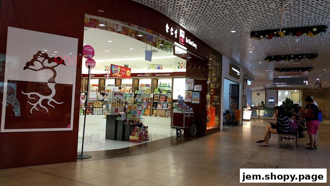 The exterior of a Eu Yan Sang shop, showcasing traditional Chinese medicine and health products.