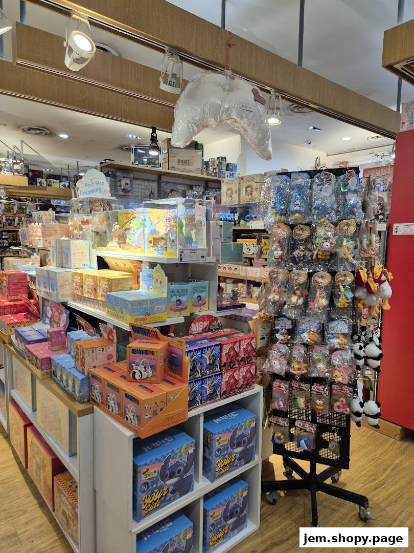 Interior view of a gift shop filled with various collectible toys and merchandise.