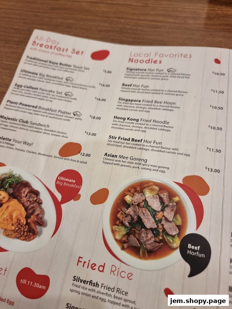 A menu from Hans Union featuring breakfast sets, noodles, and fried rice options.