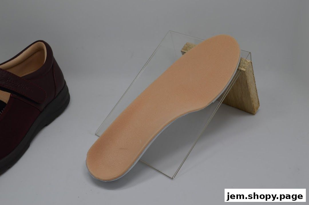 A comfortable shoe and an orthotic insole are displayed on a white background.