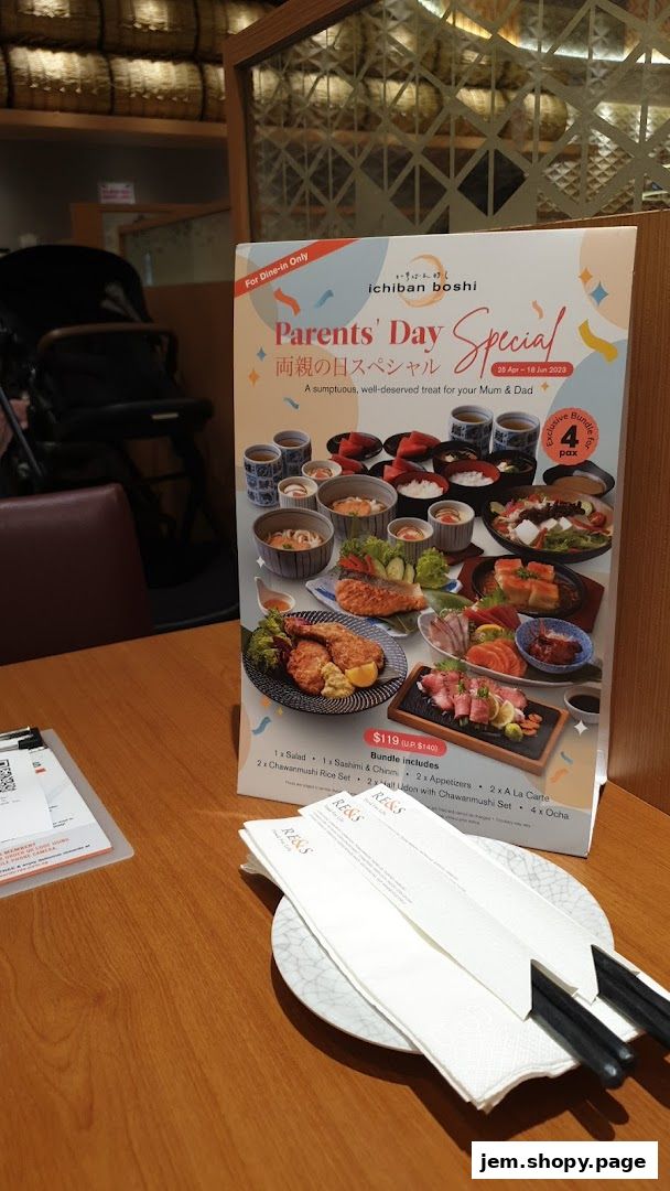 A promotional flyer for Ichiban Boshi's Parents' Day Special bundle.