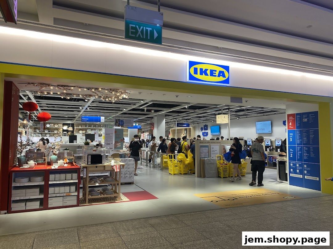 Entrance to IKEA Jurong Restaurant showcasing home goods and checkout counters.