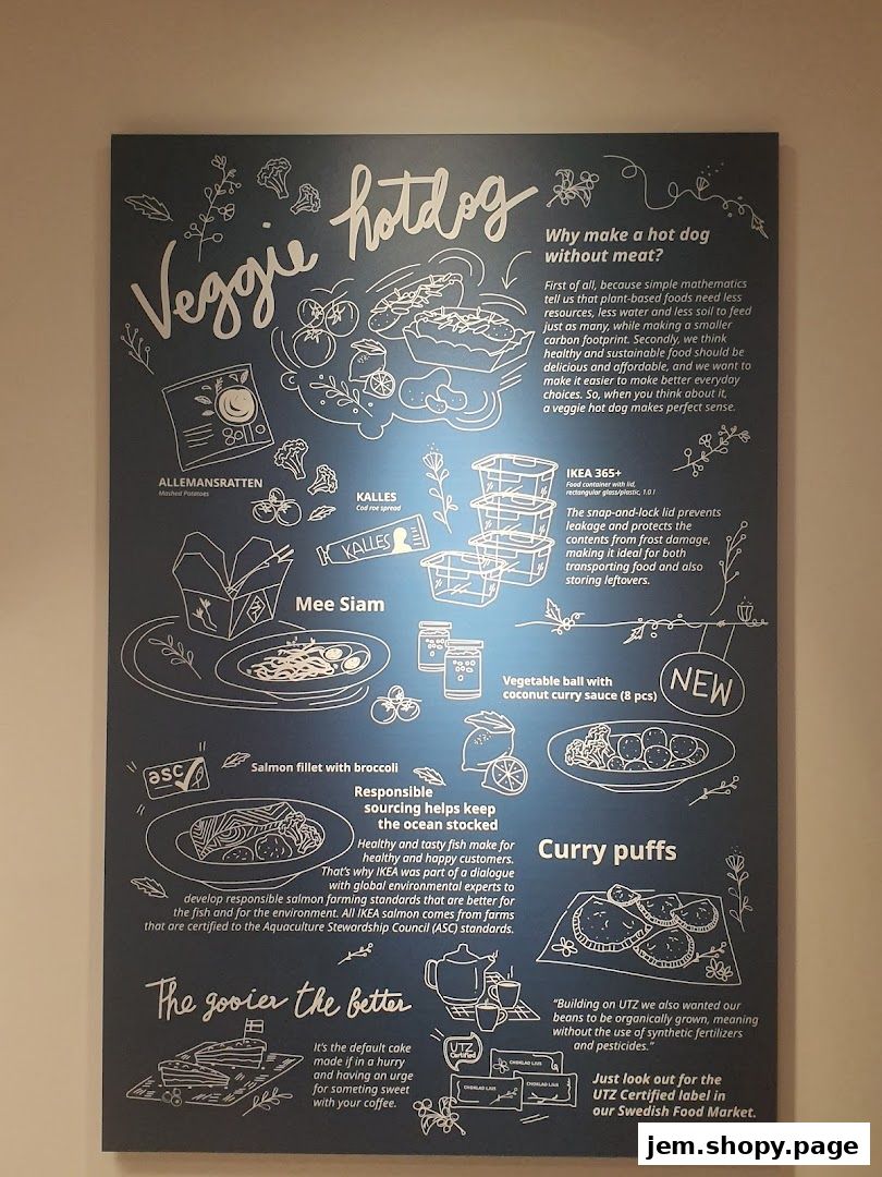 A chalk-style illustration menu board for IKEA Jurong Restaurant's vegetarian options.