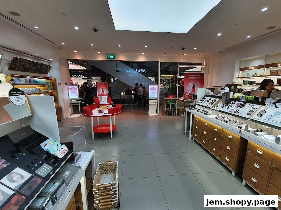 Interior view of an Innisfree cosmetics store showcasing products and displays.