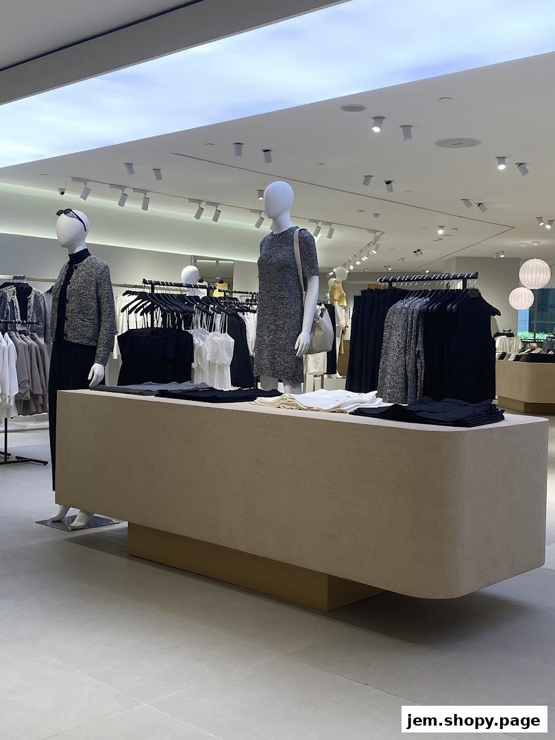 Mannequins display stylish clothing inside a modern retail store.