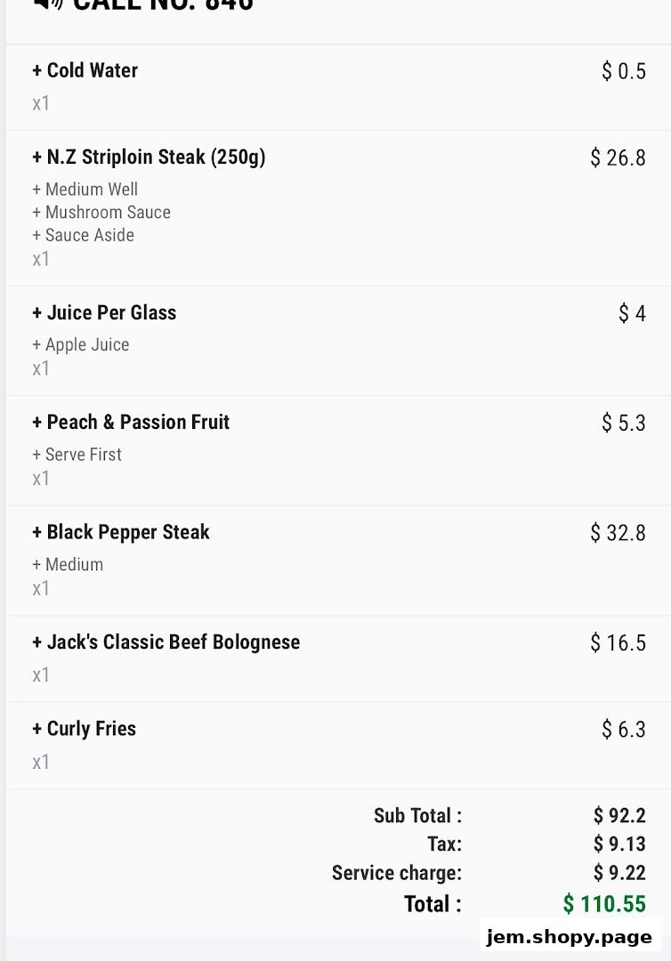 A menu showing various steak dishes, sides, and drinks with prices.