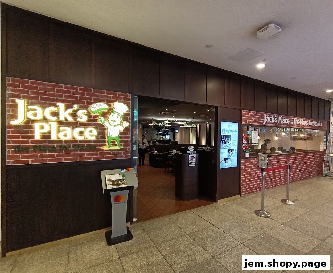 The exterior of Jack's Place restaurant, featuring its prominent signage and entrance.