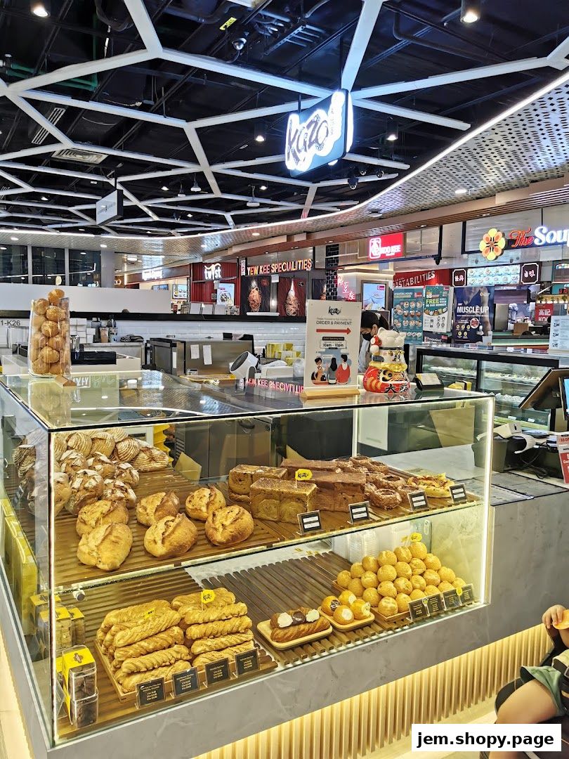 A display of freshly baked breads and pastries at the Kazo bakery.
