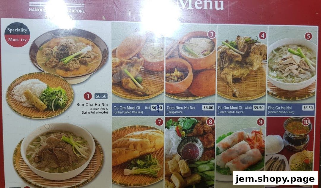 A menu from Kopitiam Food Hall featuring Vietnamese dishes with prices and descriptions.