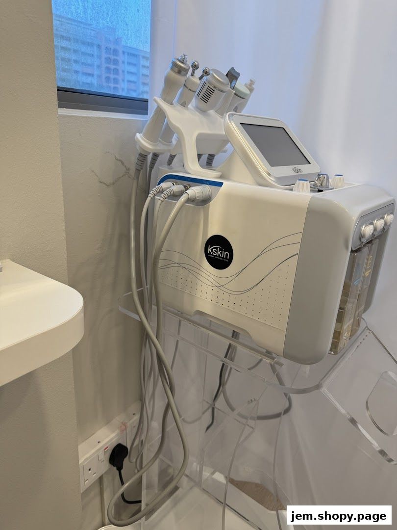 A Kskin Korean Express Facial machine with various treatment heads and a digital screen.