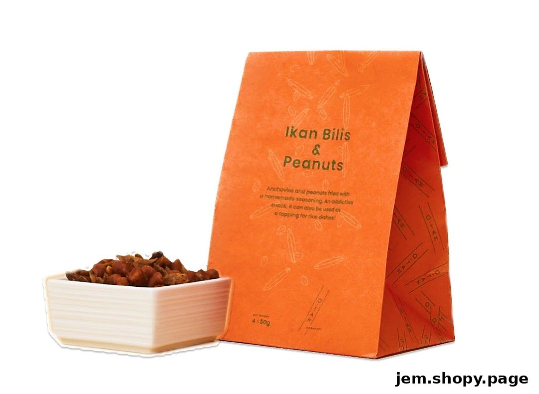 A bag of Ikan Bilis & Peanuts snack with a small bowl of the snack.