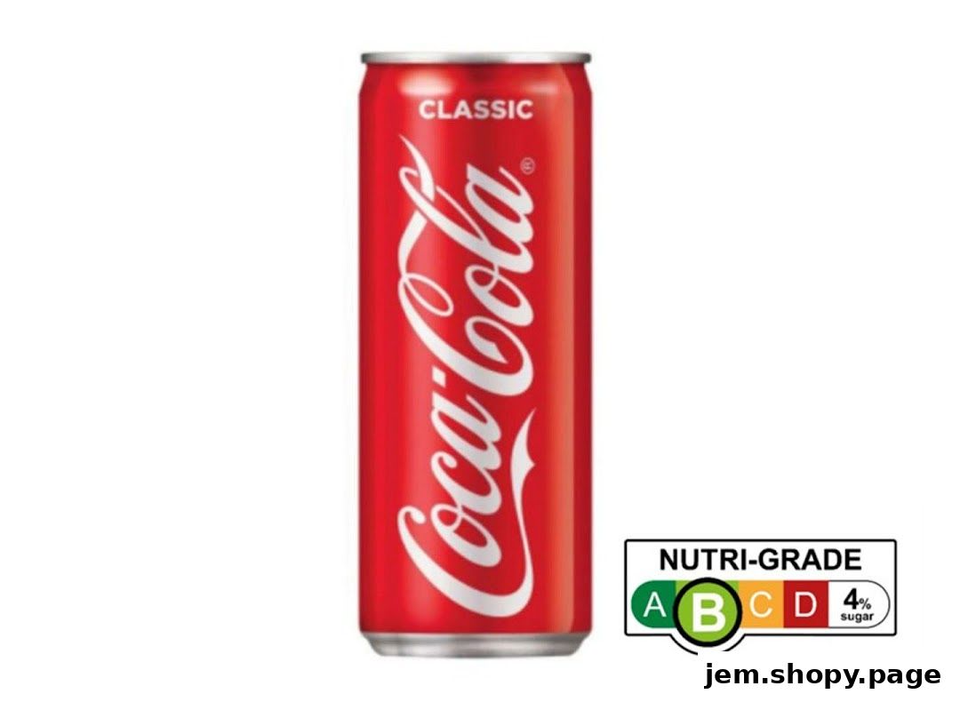 A can of Coca-Cola Classic with Nutri-Grade information.