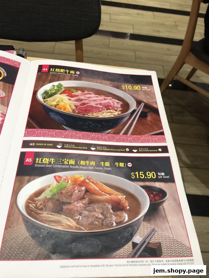 A menu from LeNu Chefs Wai Noodle Bar featuring two noodle dishes with prices.