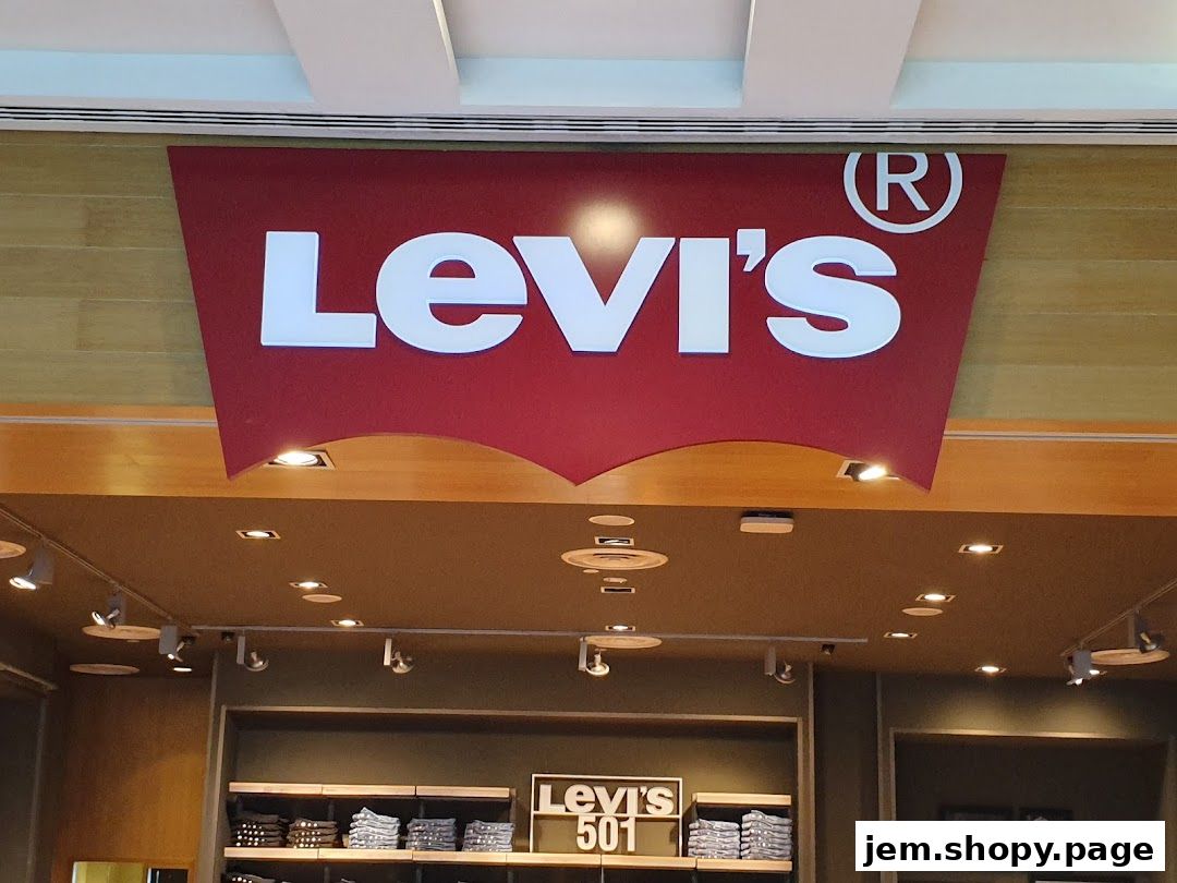 The iconic Levi's logo is displayed prominently above a retail store entrance.