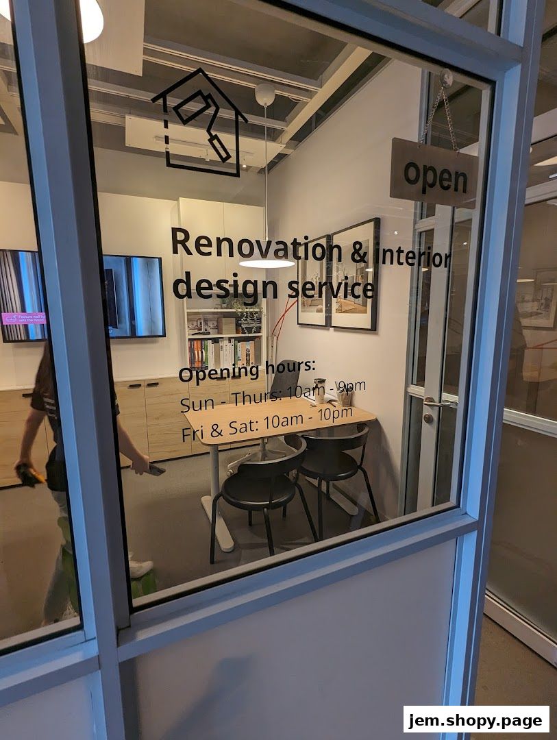 Entrance to Livspace, offering renovation and interior design services with displayed opening hours.
