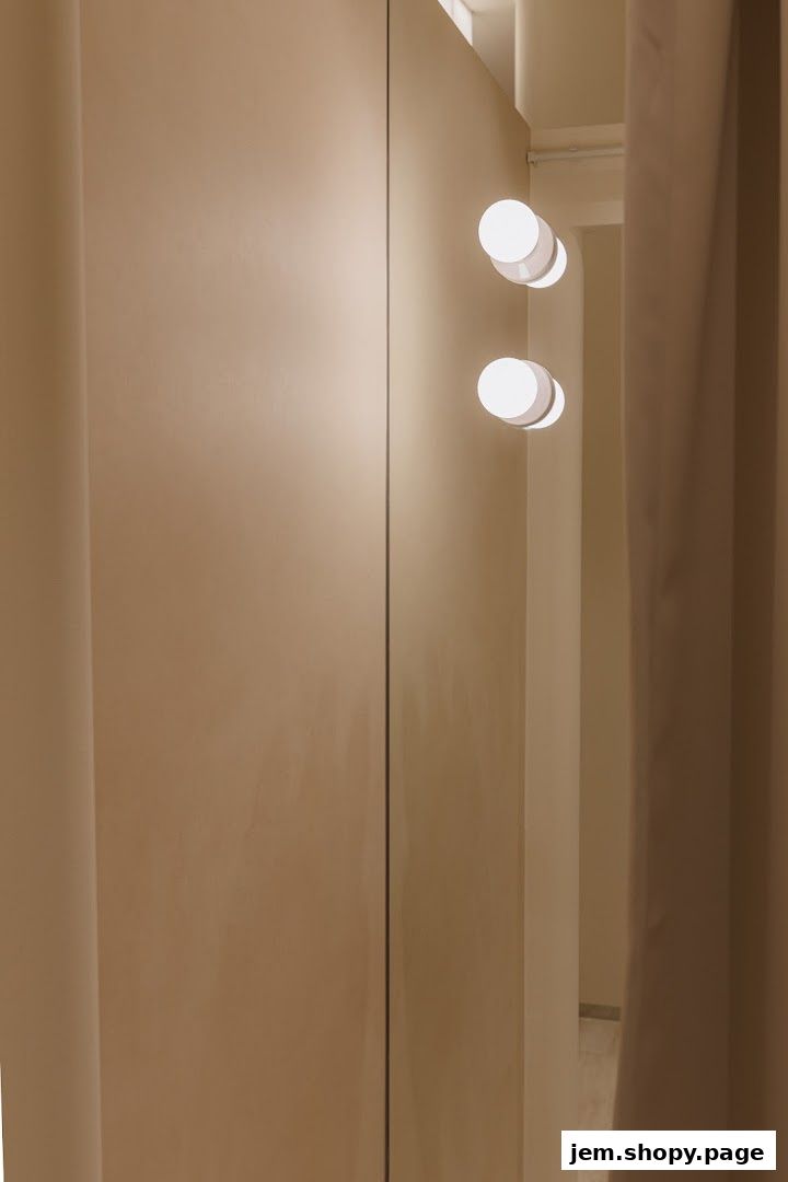 Interior shot of a shop with soft lighting and neutral-toned walls.