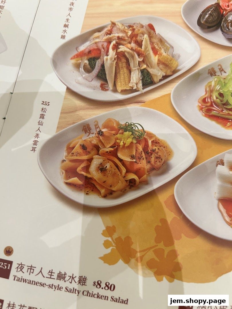 A menu page from Moon Moon Food JEM featuring various Taiwanese dishes with prices.