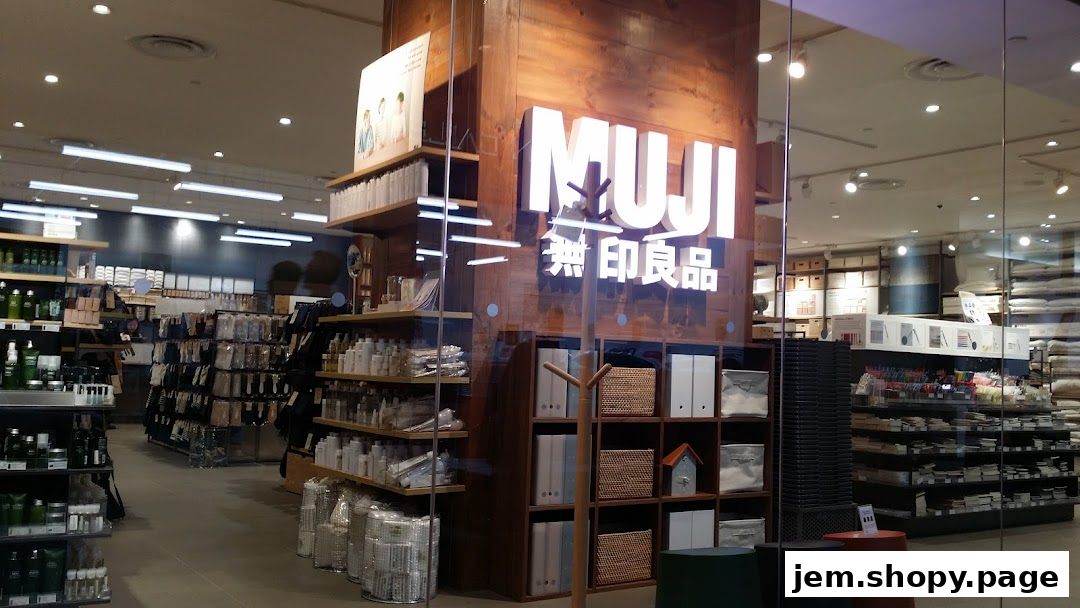 Interior view of MUJI JEM store showcasing various household and personal care products.