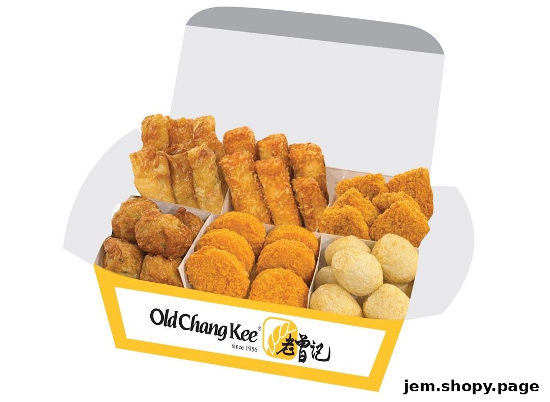 A box filled with various fried snacks from Old Chang Kee.