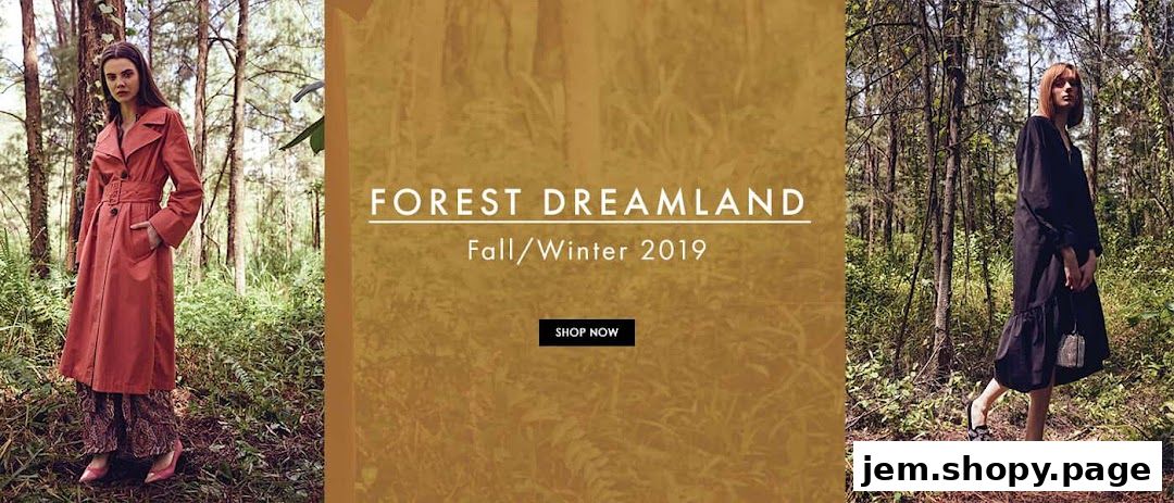 Models showcasing Fall/Winter 2019 collection in a forest setting.