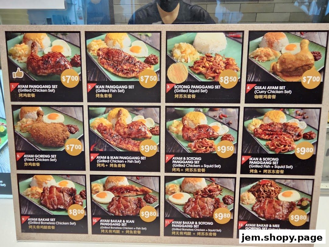 A menu board displaying various Indonesian BBQ sets with images and prices.