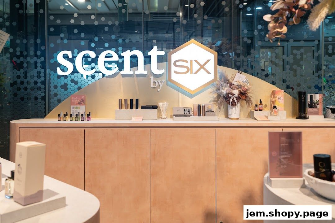 A display of perfumes and home fragrance products at Scent by SIX Jem.