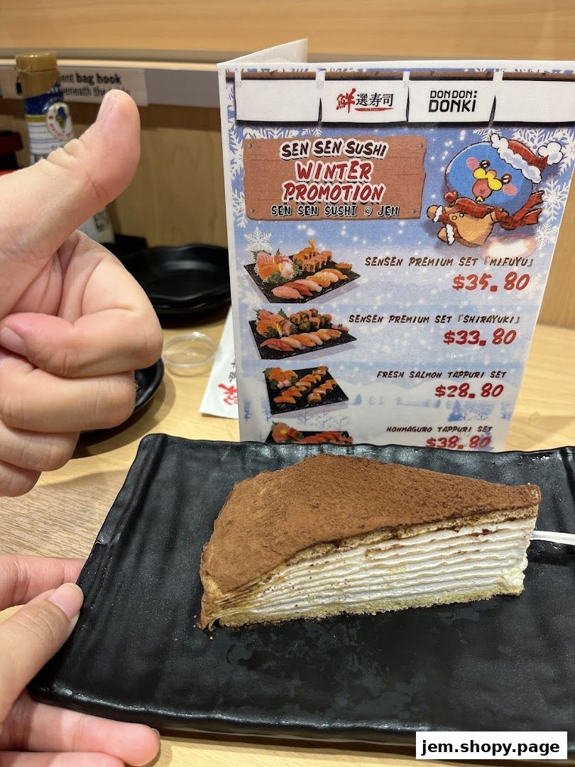 A winter promotion menu for Sen Sen Sushi with various sushi sets and prices.