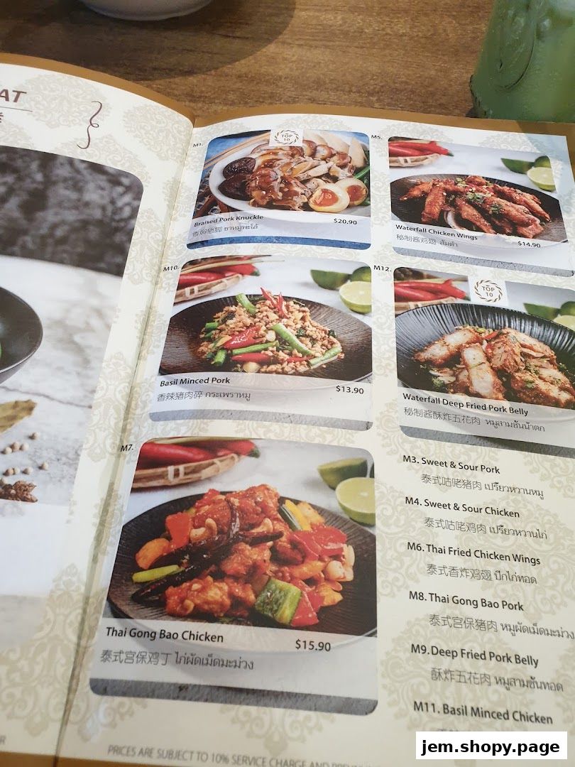 A menu page from Soi Thai Soi Nice JEM featuring various Thai dishes with images and prices.