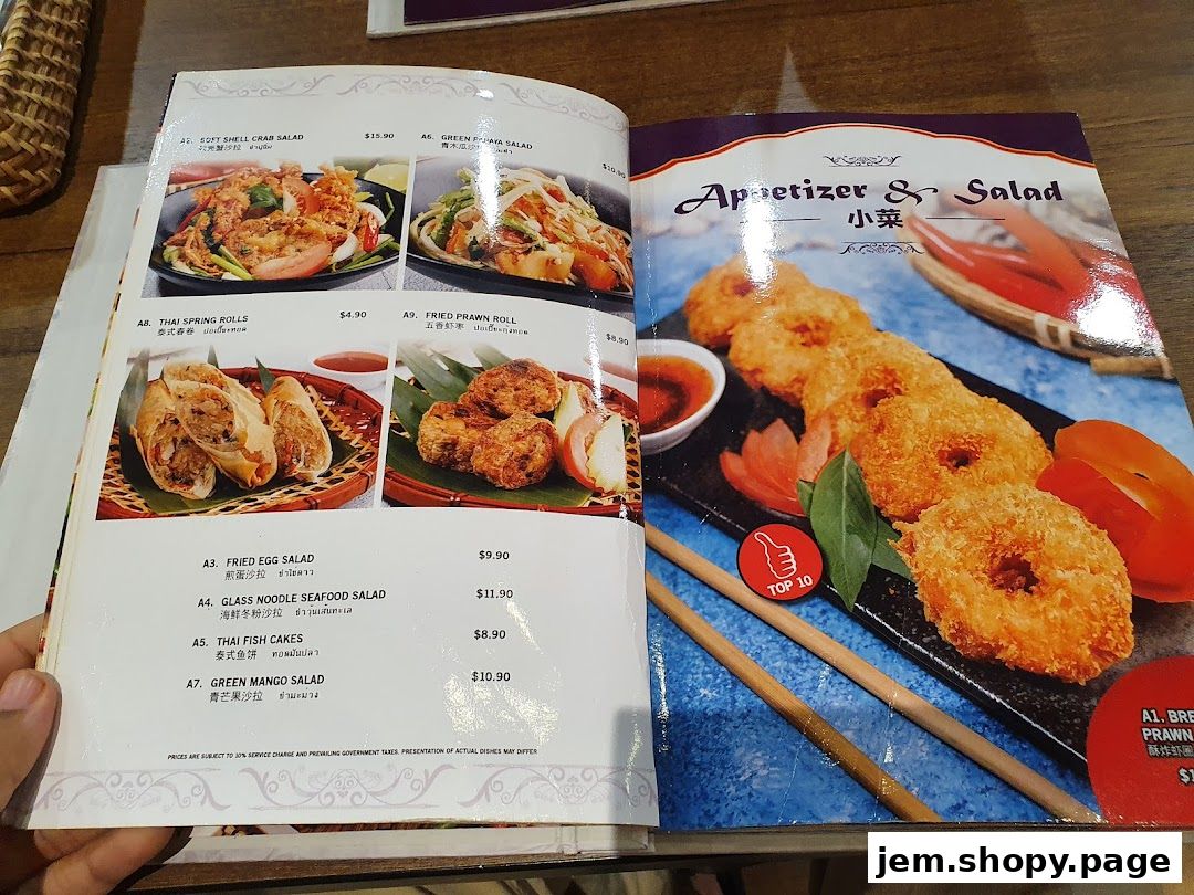 A menu from Soi Thai Soi Nice JEM featuring appetizers and salads with images and prices.