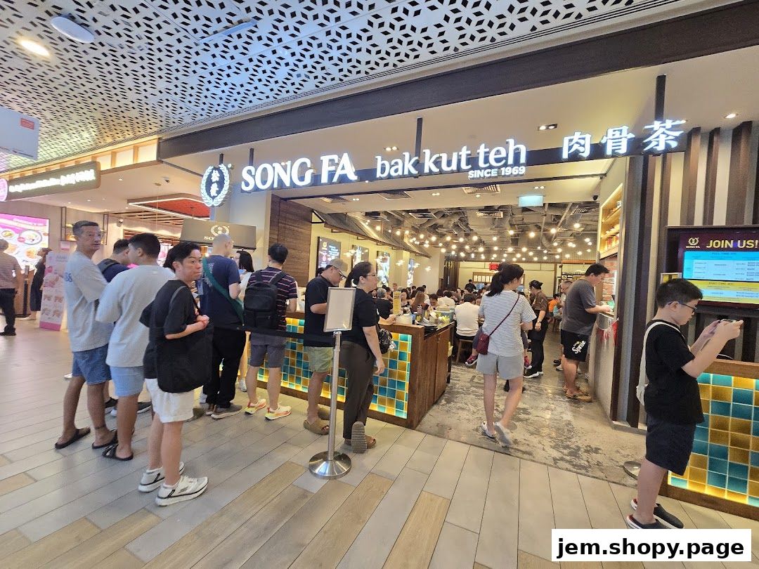 People queuing outside Song Fa Bak Kut Teh, a popular restaurant.