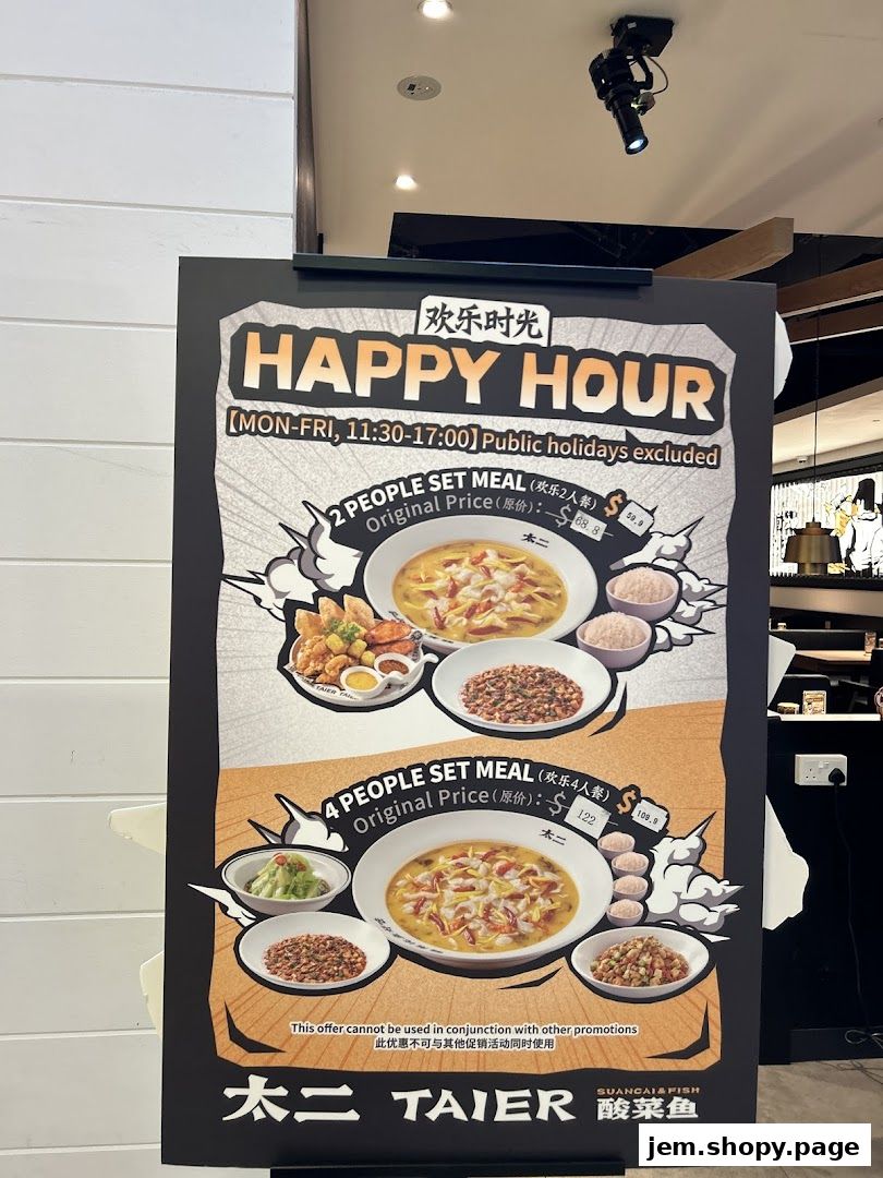 Happy Hour promotion for 2 and 4 people set meals at Tai Er.