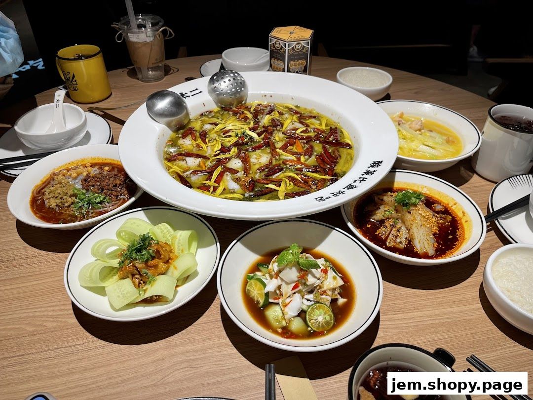 A table laden with various delicious Chinese dishes, including fish and cucumber preparations.