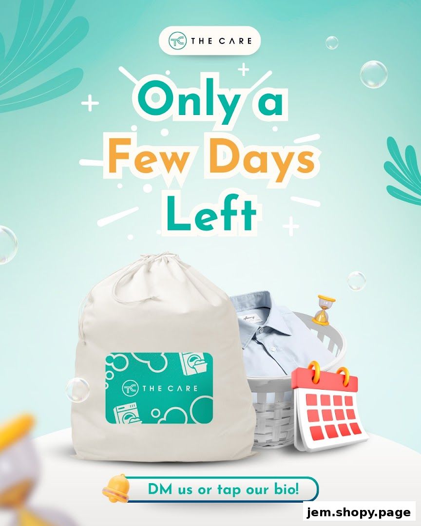 A promotional graphic for The Care Laundry, announcing limited time offer with laundry items.