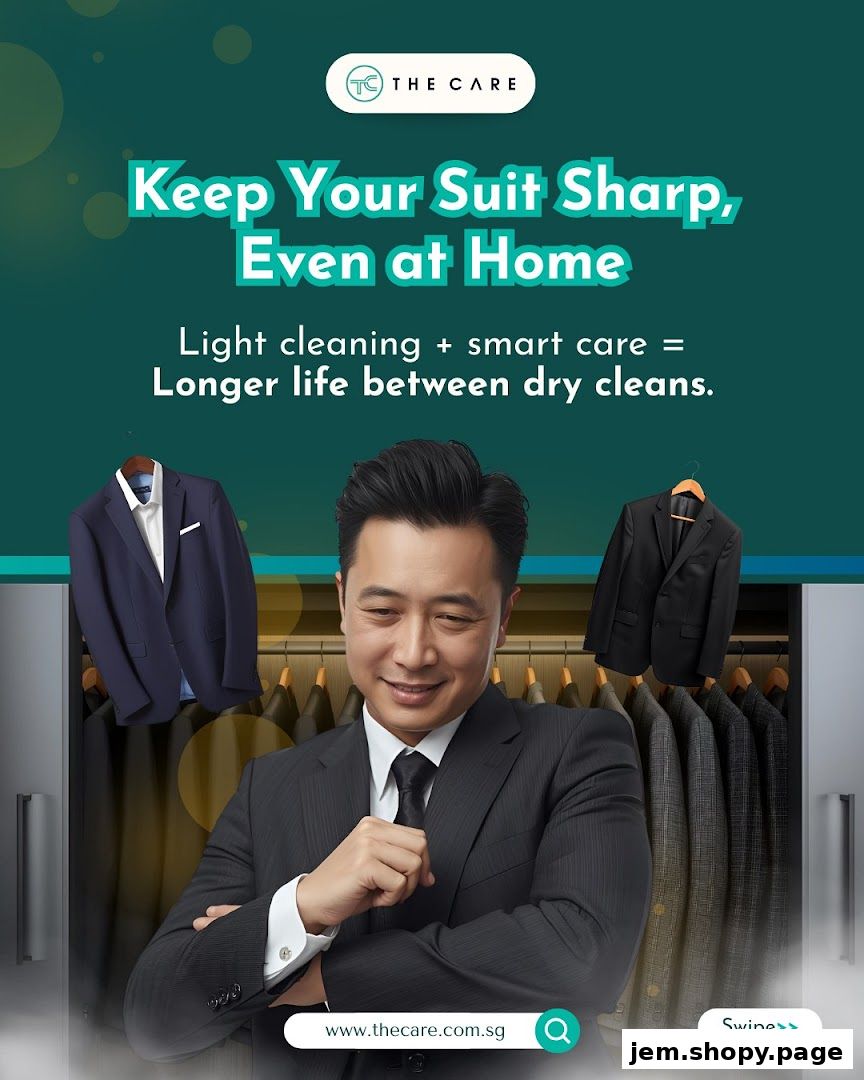 A man in a suit smiles, with suits displayed in a closet behind him.