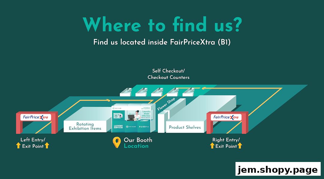 A map showing the location of The Care Laundry inside FairPriceXtra.