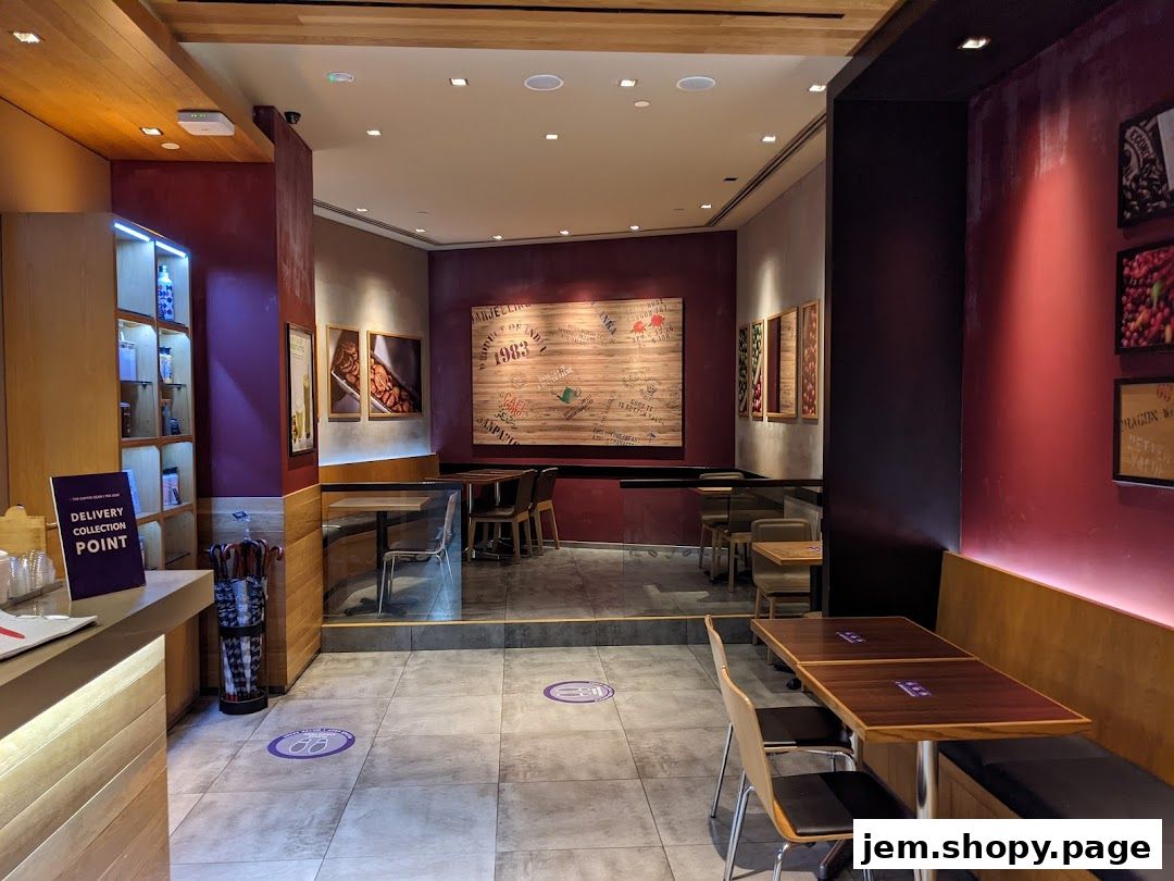 Interior view of The Coffee Bean Tea Leaf cafe with seating and decor.