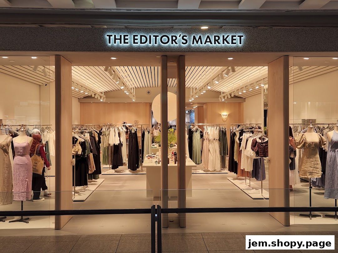 The storefront of THE EDITOR'S MARKET, showcasing a curated selection of women's apparel.