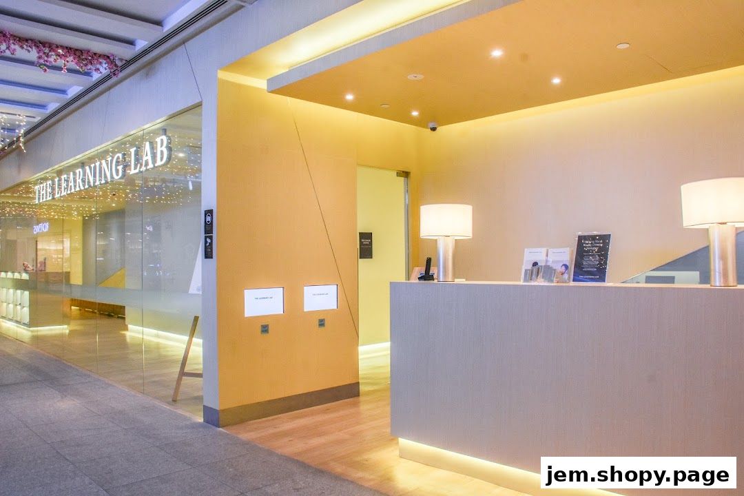 The entrance and reception area of The Learning Lab, a modern educational center.