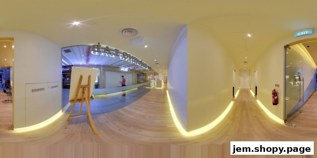 Interior view of The Learning Lab JEM, showing a hallway and shop entrance.