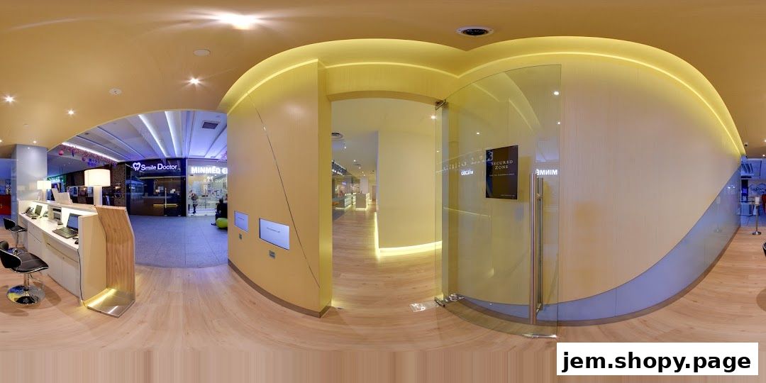 Interior view of a modern, well-lit retail space with a reception desk and a clinic entrance.