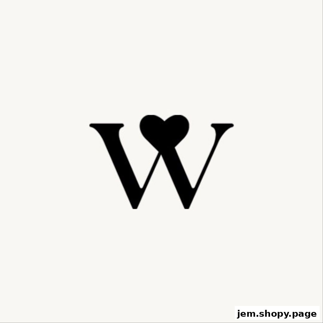 A black stylized letter W with a heart on top, on a cream background.