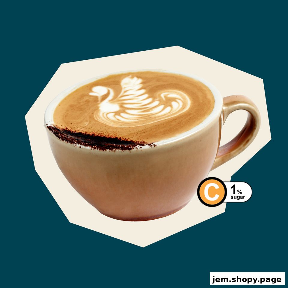 A beautifully crafted latte with swan art and a hint of sugar.