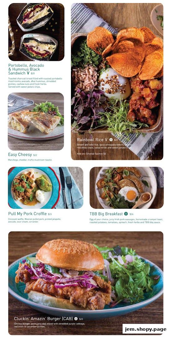 A collage of delicious food items from Tiong Bahru Bakery, including sandwiches, rice bowls, and burgers.