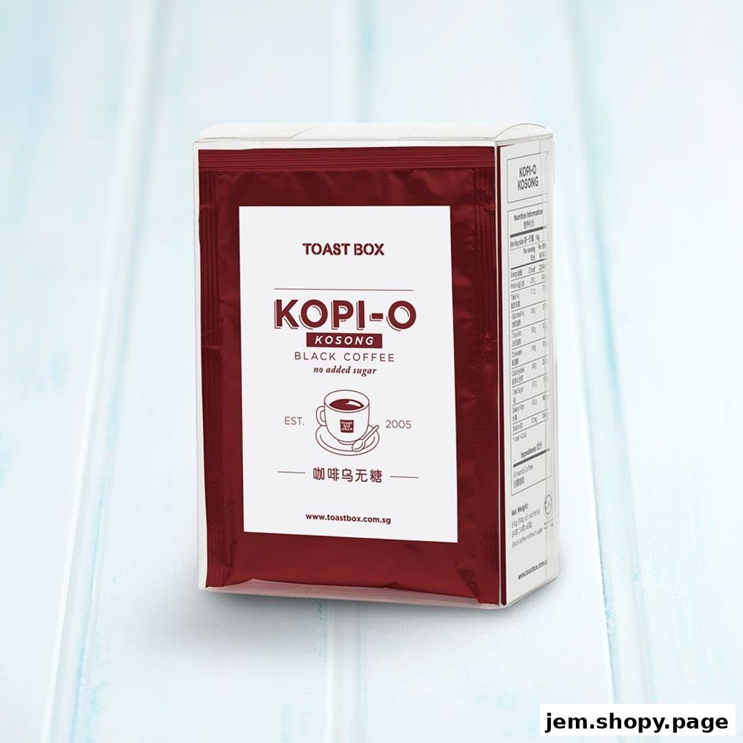 A box of Toast Box Kopi-O Kosong Black Coffee with no added sugar.