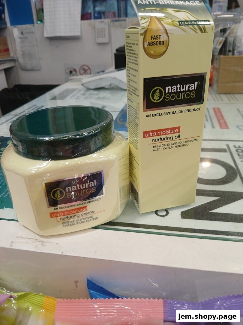 Natural Source ultra moisture nurturing creme and oil products displayed.